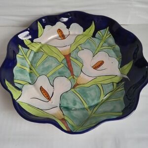 Talavera Pottery Plate Pain Flowers Lilies Alcatraz
